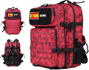 Mochila ELITEX de camuflaje impermeable para Crossfit y deportes al aire libre con compartimentos organizativos y sistema de hidratación.