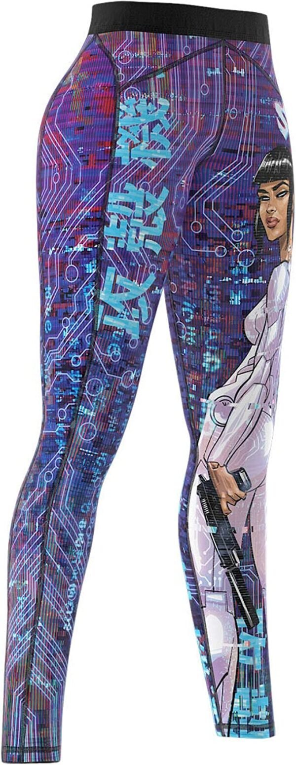 leggins crosfit SMMASH azules y morados con motivos japoneses