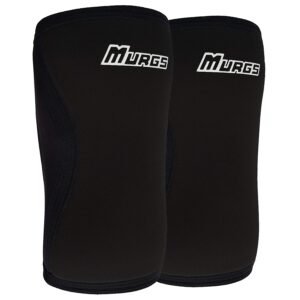 Par de rodilleras de crossfit negras marca MURGS perfectas para entrenamientos de alta intensidad y Crossfit