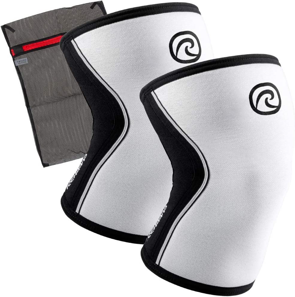 Par de rodilleras de Crossfit Rehband blancas perfectas para entrenamientos en alta intensidad y crossfit